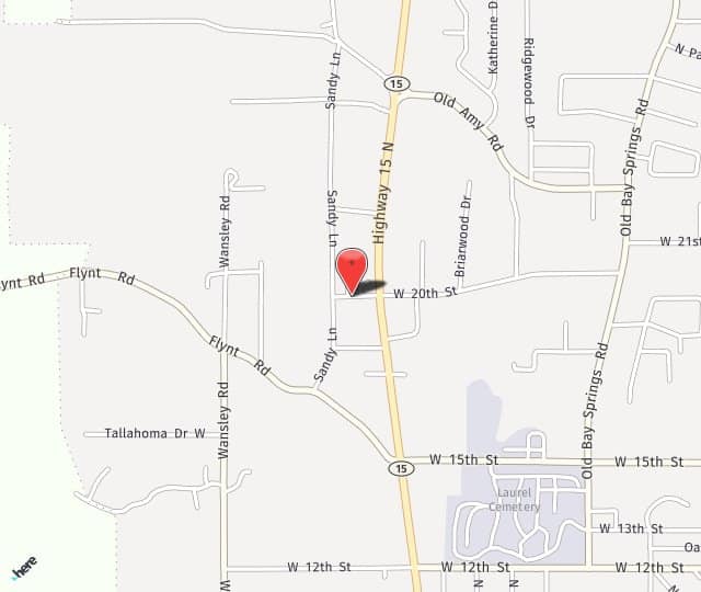 Location Map: 1711 W. 20th Street Laurel, MS 39440