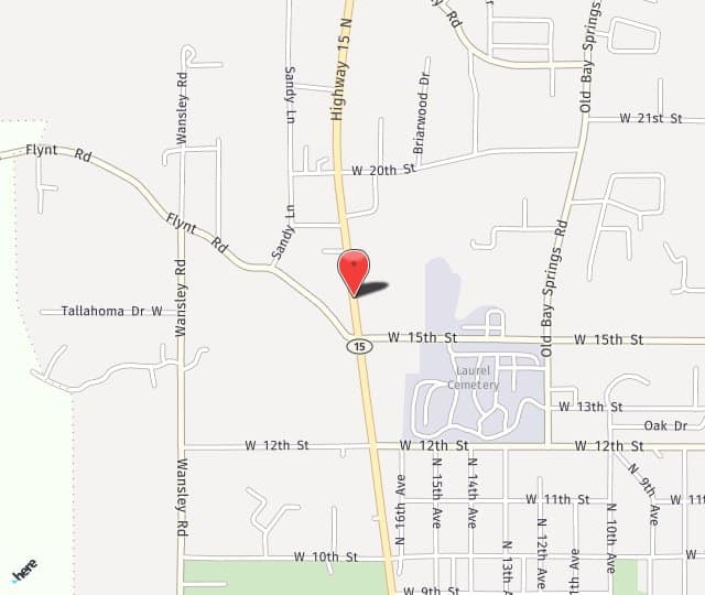 Location Map: 1621 Highway 15 North Laurel, MS 39440