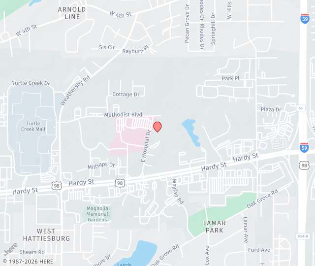Location Map: 105 Asbury Circle, #B Hattiesburg, MS 39402
