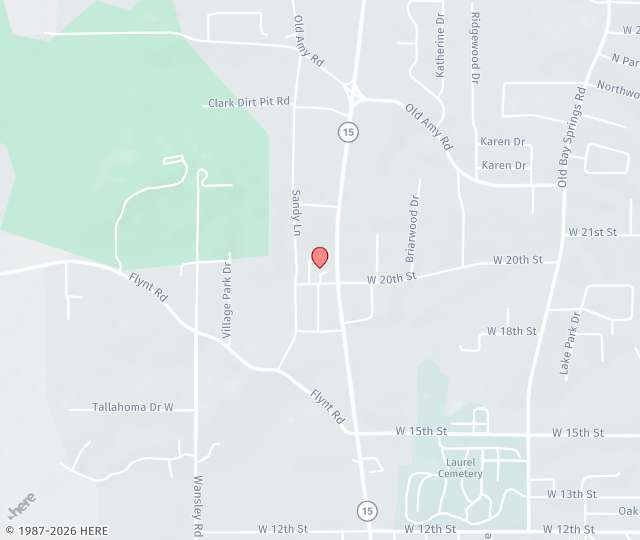 Location Map: 1711 W. 20th Street Laurel, MS 39440