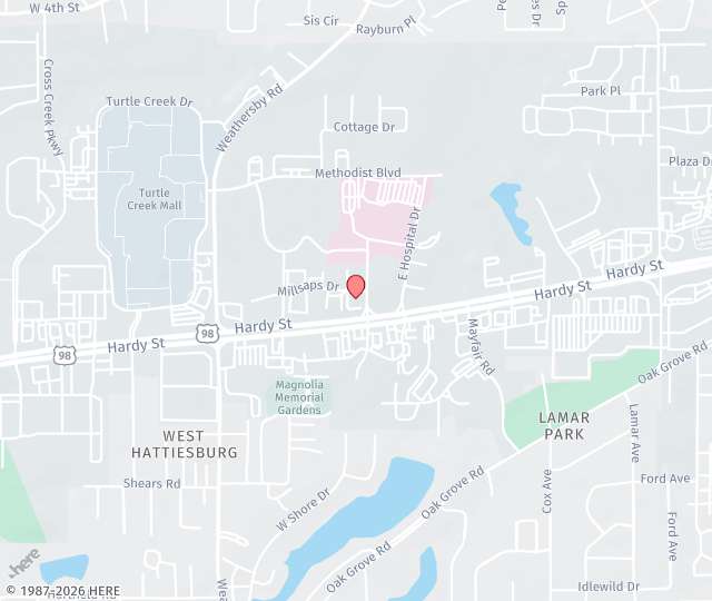 Location Map: 103 Millsaps Drive Hattiesburg, MS 39402